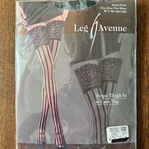 Leg Avenue, Stripe Thigh-High with Lace Top, OS
